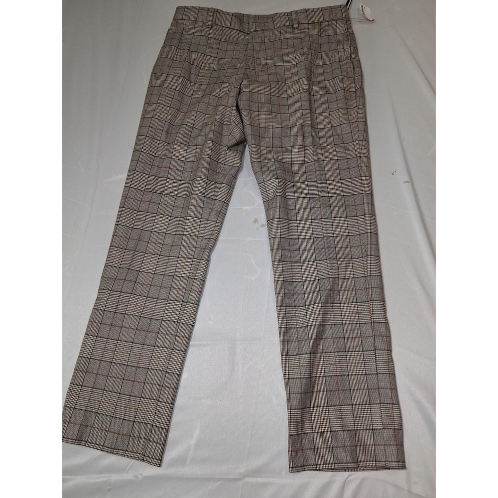 NWT Tommy Hilfiger The‎ Flex Pants Mens Brown 34x32 Plaid Relaxed Straight Leg